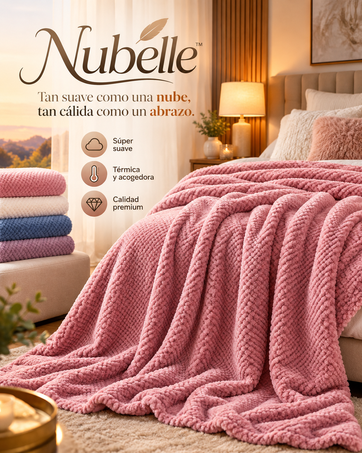 Nubelle Cobija piel de conejo
