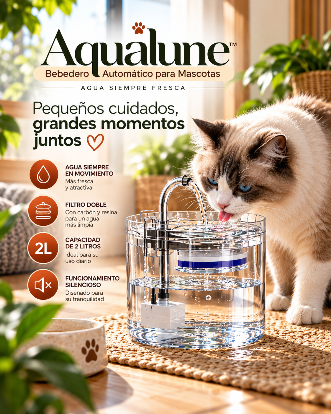 Aqualune™ Bebedero Inteligente para Gato  🐈