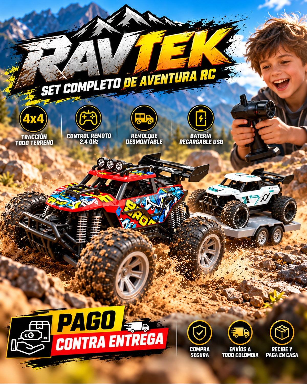 Ravtek Carro Control Remoto + Remolque 2 en 1