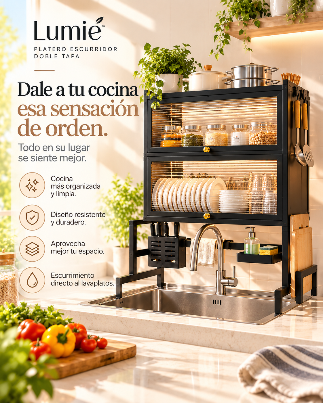 Lumié™ Escurridor y Centro de Organización para Cocina