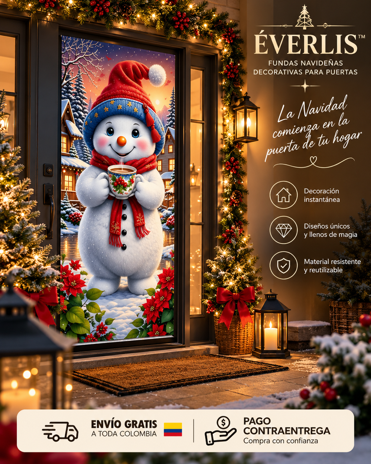 ÉVERLIS™ Fundas Navideñas Decorativas para Puertas