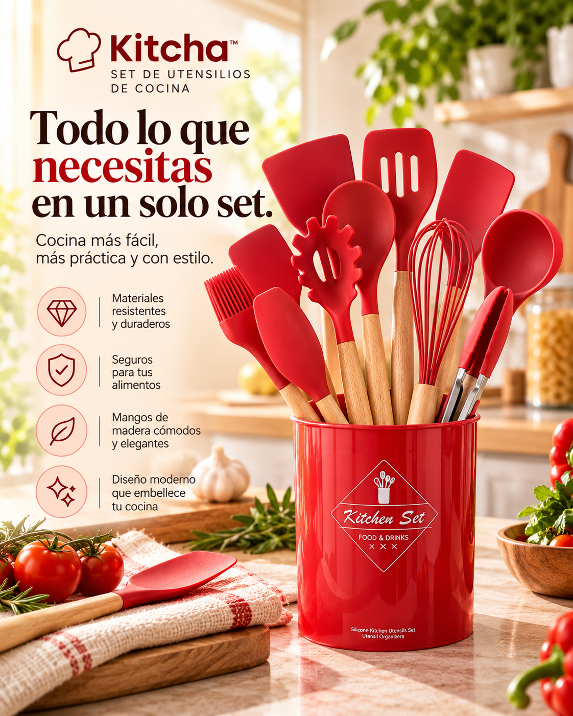 Kitcha™ Set De 12 Utensilios De Cocina Silicona